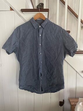 Men's Short-Sleeve Button-Up Shirt - Blue